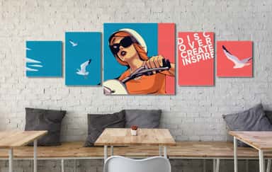 Pop art 5 piece canvas prints