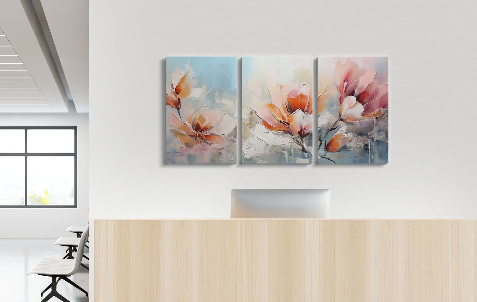 Flower themed triptych canvas print
