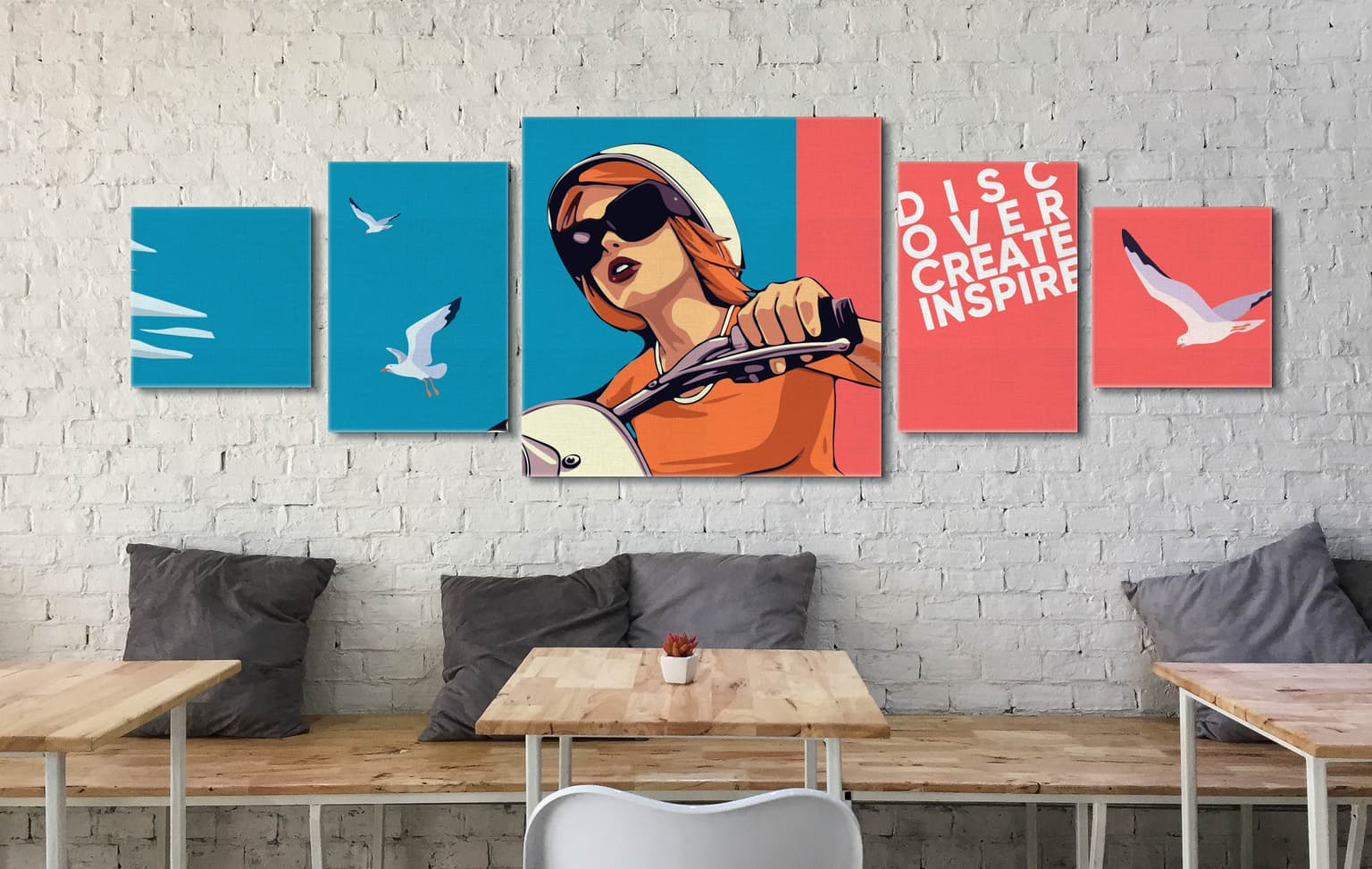 Pop art 5 piece canvas prints