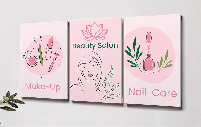 Beauty salon split canvas print